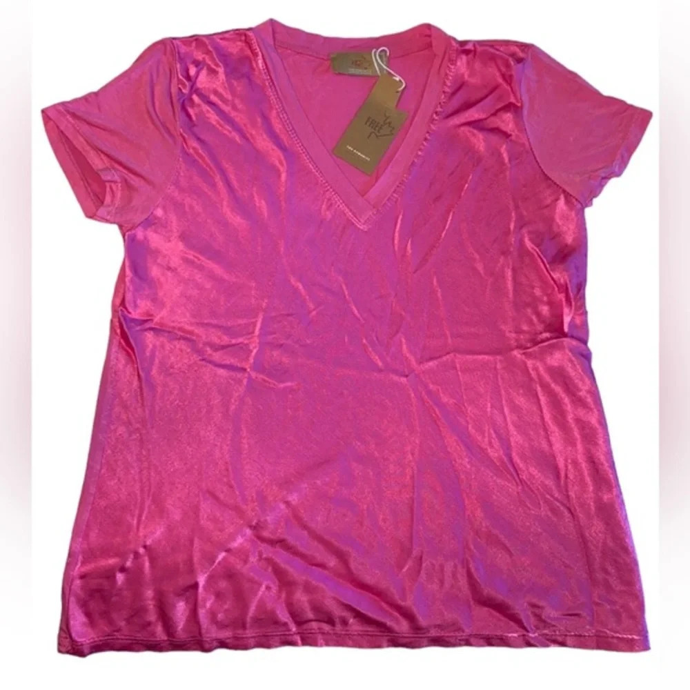 NWT Free For Humanity Pink Shiny Top